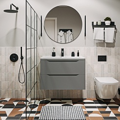 Vivon Тумба с раковиной Shelly 80 подвесная серая матовая – фотография-11